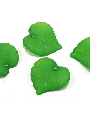 Pandantiv din acril, frosted, frunza, 15x15x2 mm