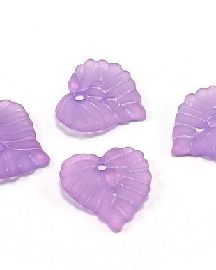 Pandantiv din acril, frosted, frunza, 15x15x2 mm