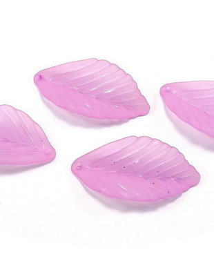 Pandantiv din acril, frosted, frunza, 36x18x3 mm