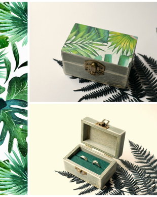Cutie de verighete cu tema tropicala