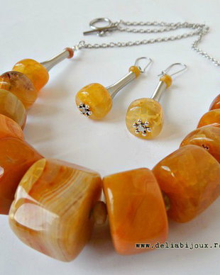 Set de bijuterii agate si jad - 02