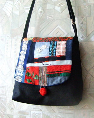 geanta denim colaj multicolor