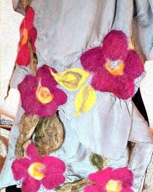 Esarfa , sal de matase naturala impaslita cu mix de lana merino