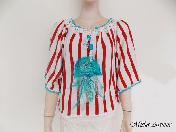 Bluza din tricot cu meduza impaslita - Deep water