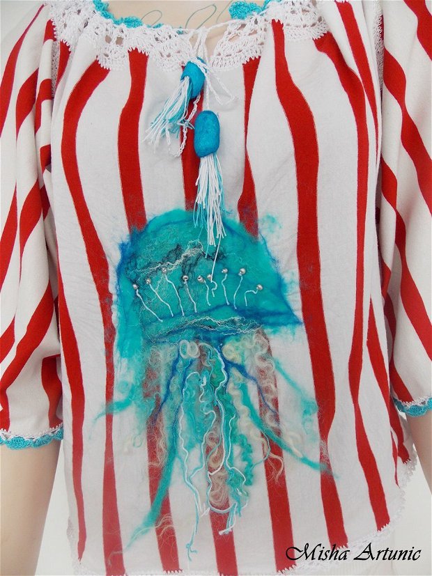Bluza din tricot cu meduza impaslita - Deep water