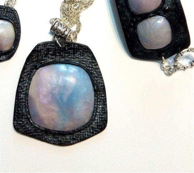 Purple stones,set bijuterii din lut polimeric