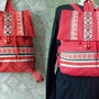 rucsac rosu cu tesaturi traditionale