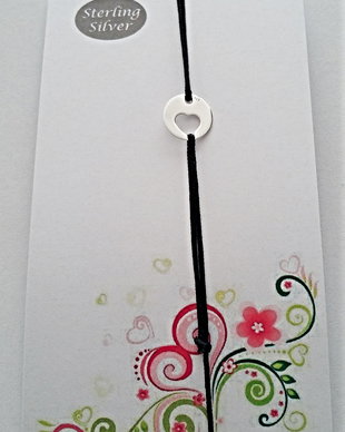 Bratara snur si charm argint 925 inima