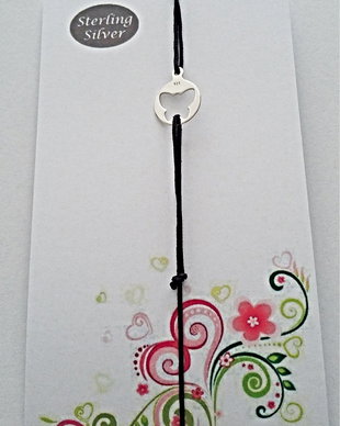 Bratara snur si charm argint 925 fluture