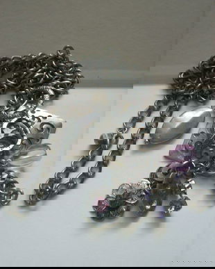 COLIER MASIV ARGINT TIBETAN SI CRISTALE