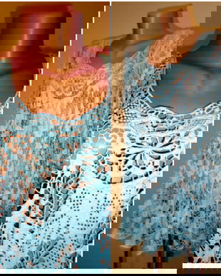 BLUZA TURCOAISE DANTELATA