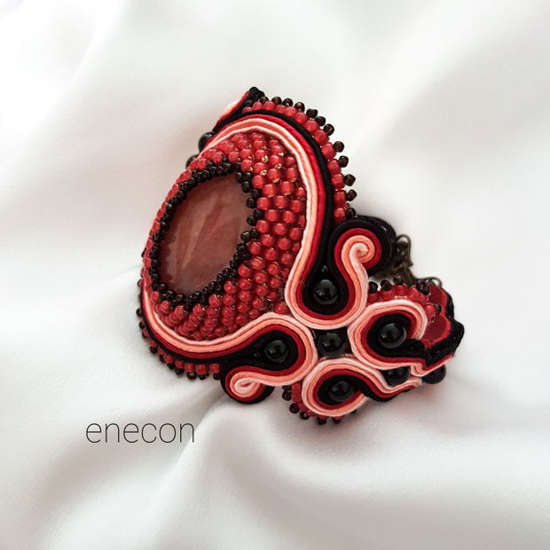 Bratara soutache visinie cu agat si onix