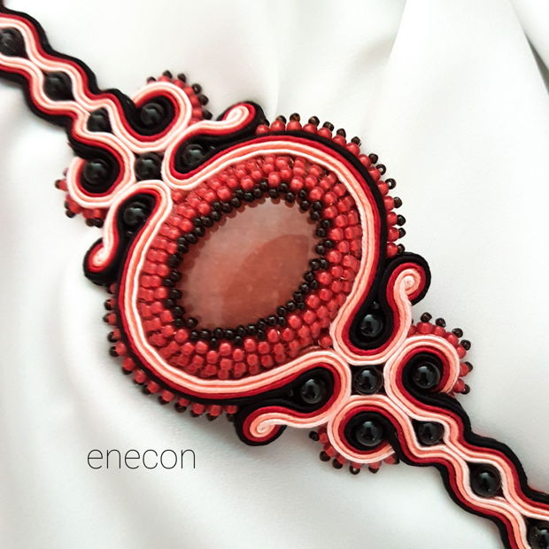 Bratara soutache visinie cu agat si onix