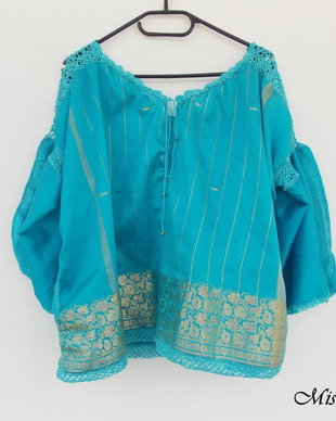 Bluza din matase indiana cu dantelute crosetate