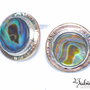 Dragon eyes - cercei din argint 925, abalone si alama, cercei cu surub, cercei angelit, cercei mici