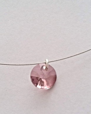Colier argint cu piatra Swarovski Rivoli Crystal Antique Pink