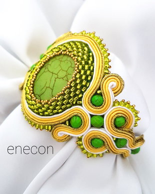 Brățara soutache galben-vernil