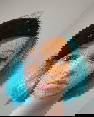 Toca fetru lana cu voaleta