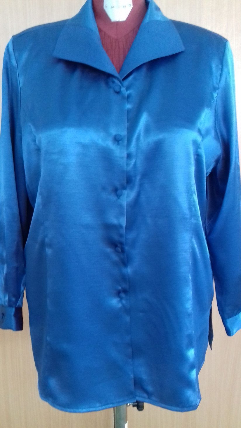 bluza din satin albastru