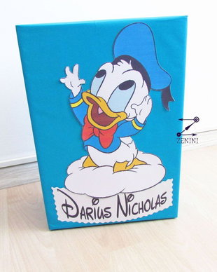 Cutie dar botez Donald Duck, casuta bani botez, cutie Donald Duck, cutie bani personalizata, botez Donald Duck