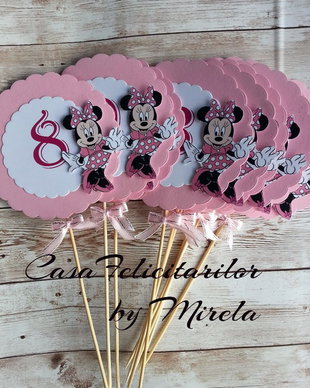 Numar de masa Minnie Mouse- pe bat pentru aranjamente florale