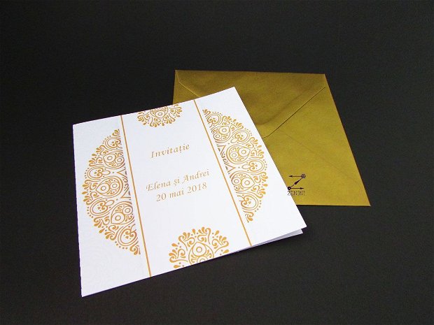 Invitatie nunta auriu elegant