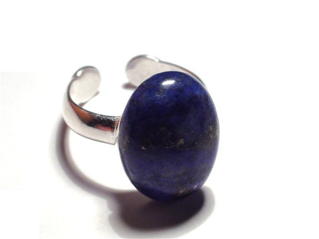 Inel reglabil din Argint 925 si Lapis lazuli oval delicat - IN338.1 - Inel albastru denim, inel romantic, inel pietre semipretioase