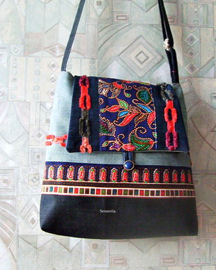 geanta denim multicolor