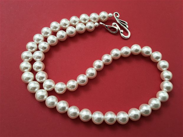Colier perle de Mallorca albe