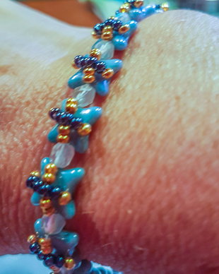bratara unicat, din margele Star, Rocailles Preciosa, Firepolish