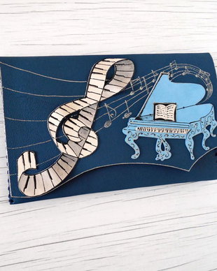 poseta plic handmade unicat din piele - Grand Piano