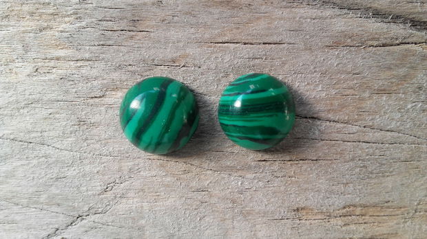 Cabochon malachit, 12 mm (2 buc) - CADOU