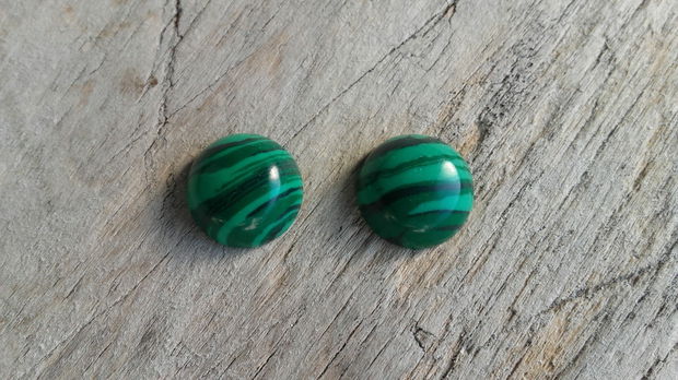 Cabochon malachit, 12 mm (2 buc) - CADOU