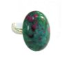 Inel reglabil din Argint 925 si Rubin in zoisit - IN505 - Inel verde rosu, cadou romantic delicat, inel pietre semipretioase