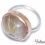 Inel argint 925, profil gold filled şi cuart rutilat