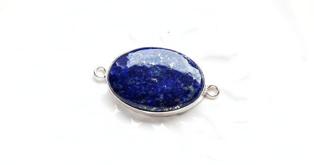 Conector masiv  Lapis Lazuli in rama argintata