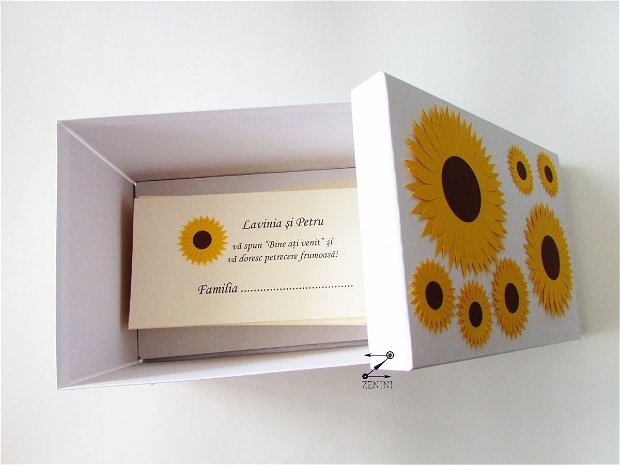 Cutie dar nunta cu floarea soarelui