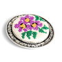 Brosa   cu broderie manuala -  floricele mov  pe panza taraneasca cod FM4691