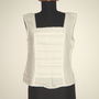 OFERTA - Top din in subtire, alb, accesorizat cu dantela