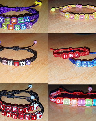Bratari litere - alb pe fond color
