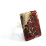 Inel reglabil din Argint 925 si Jasp dreptunghiular - IN507 - Inel rosu caramiziu crem, cadou romantic delicat, inel statement din pietre semipretioase