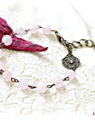 Bratara cu cuart roz si cristal Swarovski