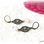 Cercei cu cuart roz si cristale Swarovski