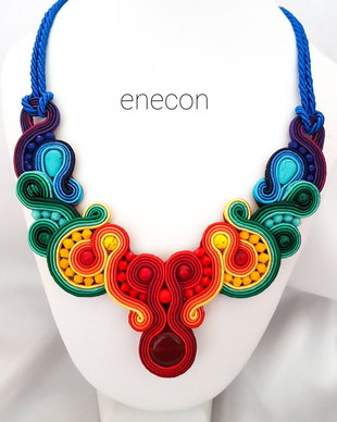 Colier soutache curcubeu