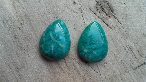 Cabochon amazonit rusesc, 25x18 mm (2 buc)