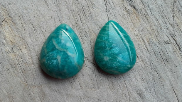 Cabochon amazonit rusesc, 25x18 mm (2 buc)