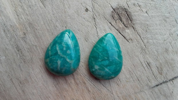 Cabochon amazonit rusesc, 25x18 mm (2 buc)