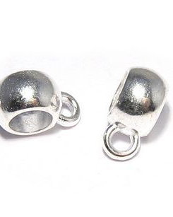 Margele din metal cu agatatoare, argintii, 10.5x8x5 mm