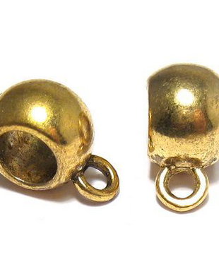 Margele din metal cu agatatoare, auriu antichizat, 13.5x10x7 mm
