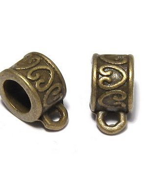 Margele din metal cu agatatoare, bronz, 11x8.5x6 mm